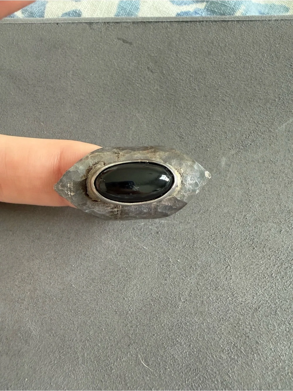 Vintage Black Onyx Marquise Statement Ring